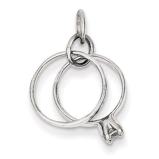 Polished Synthetic Diamond Wedding Rings Charm 14k White Gold XAC898, MPN: XAC898, 883957293943