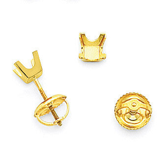 3.5mm Princess-cut Stud Earring Mountings 14k Gold XAP4