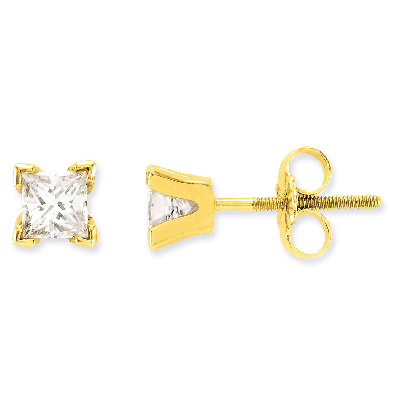 Complete Princess-cut Diamond Stud Earrings 14k Gold XAP4AA
