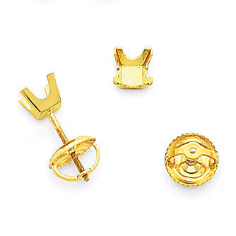 4mm Princess-cut Stud Earring Mountings 14k Gold XAP6, MPN: XAP6,