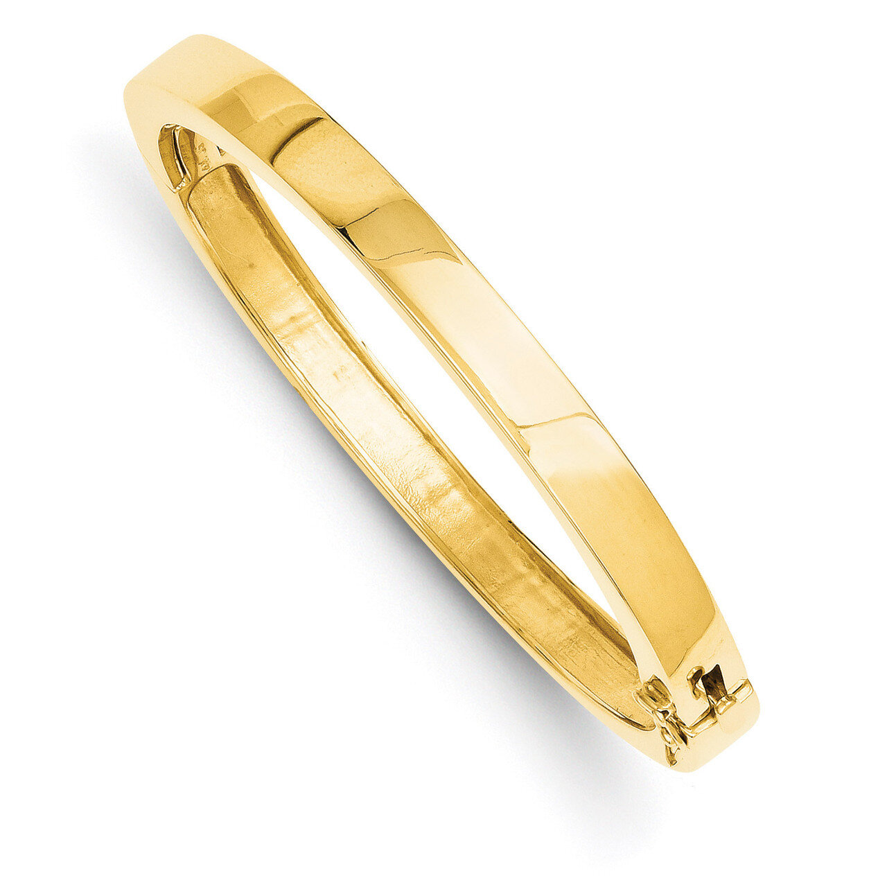 6.3mm Polished Solid Hinged Bangle Bracelet 14k Gold XB249