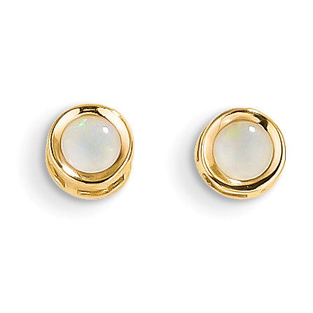 4mm Oval Bezel October/Opal Post Earrings 14k Gold XBE10
