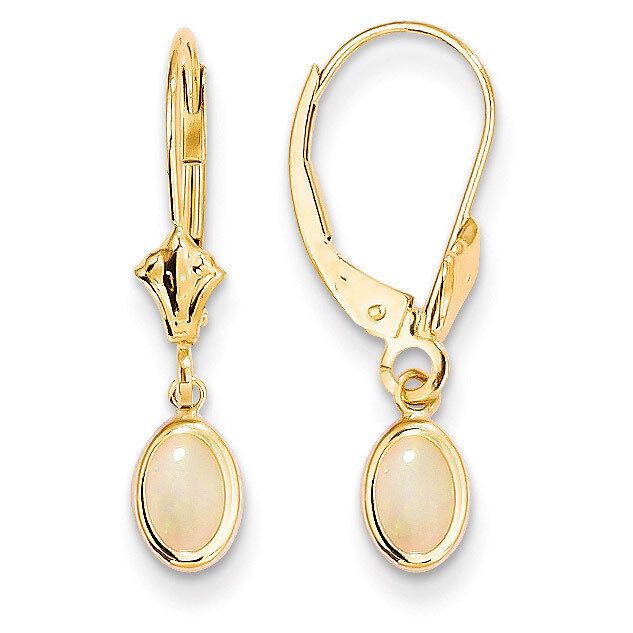 6x4 Oval Bezel October/Opal Leverback Earrings 14k Gold XBE106