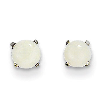 4mm Opal Stud Earrings 14k White Gold XBE130