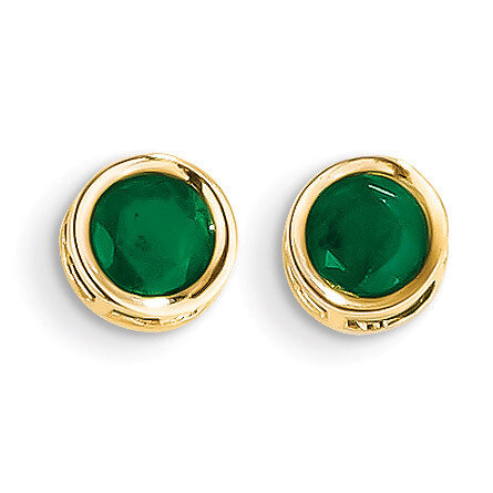 5mm Bezel Emerald Stud Earrings 14k Gold XBE148, MPN: XBE148, 883957086583