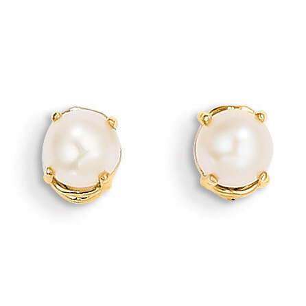4.5mm Round June/Cultured Pearl Post Earrings 14k Gold XBE18