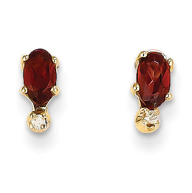 Diamond & Garnet Birthstone Earrings 14k Gold XBE180