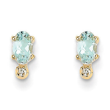 Diamond &amp; Aquamarine Birthstone Earrings 14k Gold XBE182, MPN: XBE182, 883957086811
