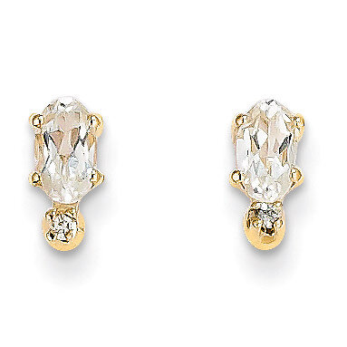 Diamond &amp; White Topaz Birthstone Earrings 14k Gold XBE183, MPN: XBE183, 883957086828