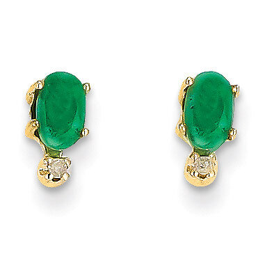 Diamond & Emerald Birthstone Earrings 14k Gold XBE184