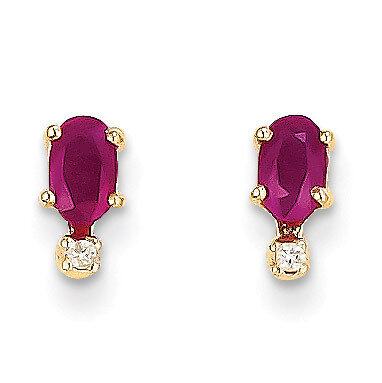Diamond & Ruby Birthstone Earrings 14k Gold XBE186