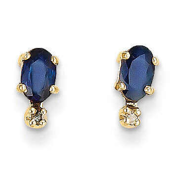 Diamond & Saphire Birthstone Earrings 14k Gold XBE188