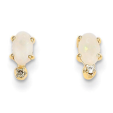 Diamond & Opal Birthstone Earrings 14k Gold XBE189