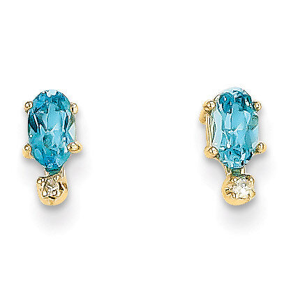 Diamond & Blue Topaz Birthstone Earrings 14k Gold XBE191
