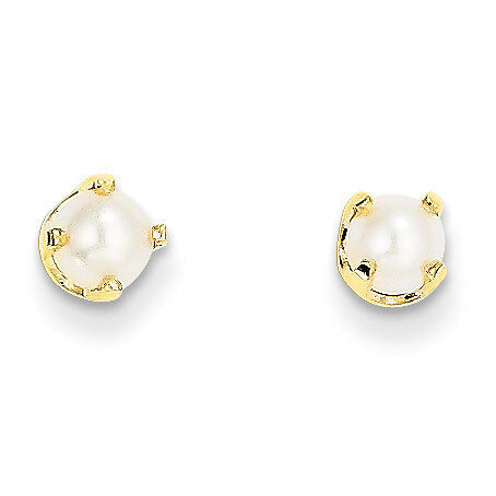 4mm June/Cultured Pearl Post Earrings 14k Gold XBE54