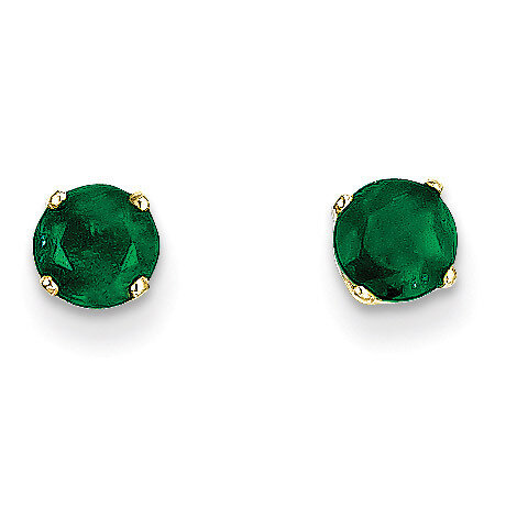 5mm Emerald Earrings May 14k Gold XBE65