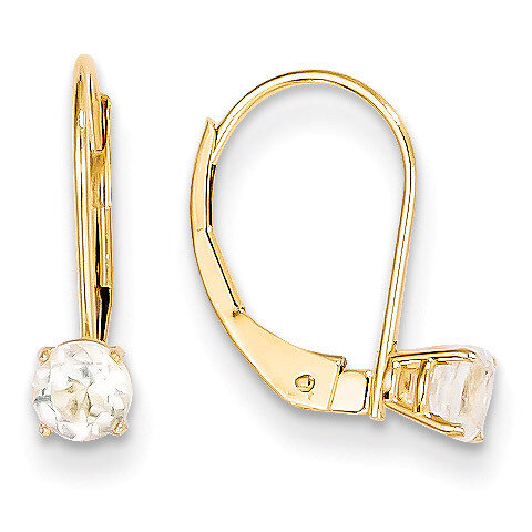 White Zircon Earrings April 14k Gold XBE76