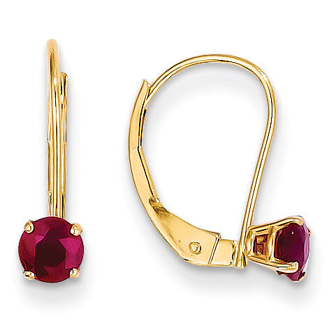 4mm Round July/Ruby Leverback Earrings 14k Gold XBE79