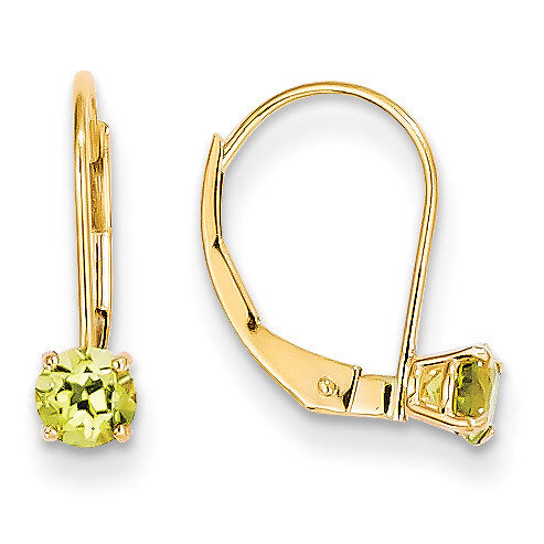 4mm Round August/Peridot Leverback Earrings 14k Gold XBE80