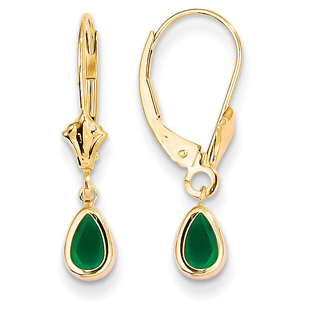 6x4mm Emerald/May Earrings 14k Gold XBE89