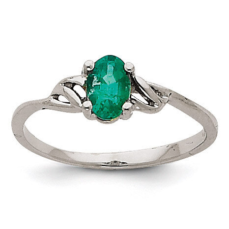 Emerald Birthstone Ring 14k White Gold XBR146