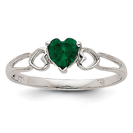 Emerald Birthstone Ring 14k White Gold XBR170