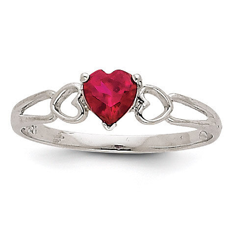 Ruby Birthstone Ring 14k White Gold XBR172