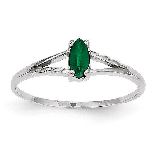 Emerald Birthstone Ring 14k White Gold XBR194