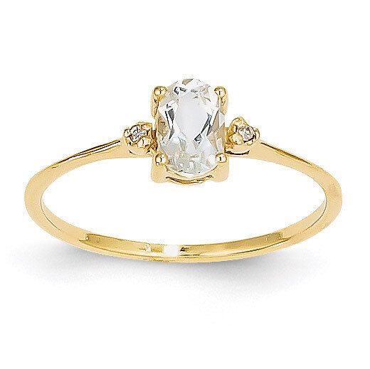 Diamond & White Topaz Birthstone Ring 14k Gold XBR205