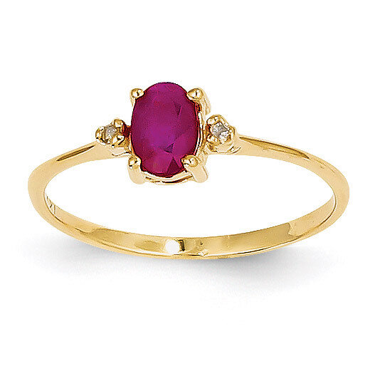 Diamond & Ruby Birthstone Ring 14k Gold XBR208
