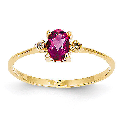Diamond & Pink Tourmaline Birthstone Ring 14k Gold XBR211