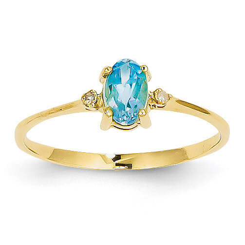 Diamond & Blue Topaz Birthstone Ring 14k Gold XBR213