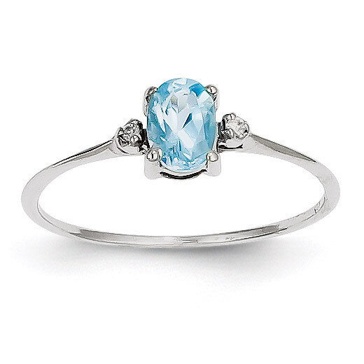 Diamond & Blue Topaz Birthstone Ring 14k White Gold XBR225