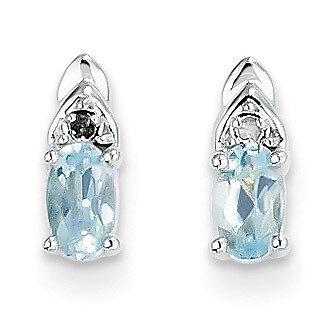 Aquamarine Diamond Earring 14k White Gold Genuine XBS235