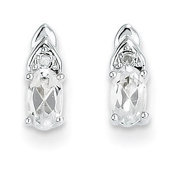 White Topaz Diamond Earring 14k White Gold Genuine XBS236