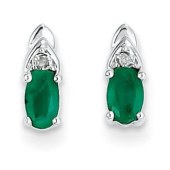 Emerald Diamond Earring 14k White Gold Genuine XBS237, MPN: XBS237, 883957469478