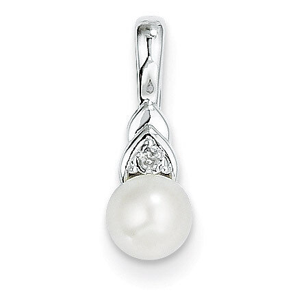Cultured Pearl Diamond Pendant 14k White Gold Genuine XBS243