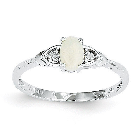Opal Diamond Ring 14k White Gold Genuine XBS247