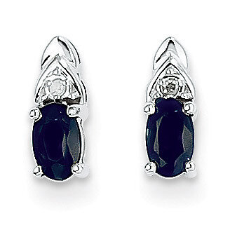 Sapphire Diamond Earring 14k White Gold Genuine XBS251