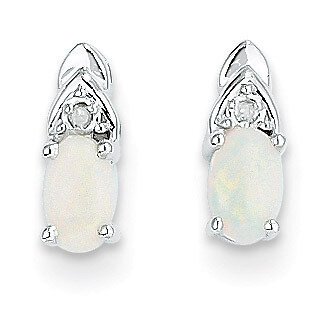Opal Diamond Earring 14k White Gold Genuine XBS252