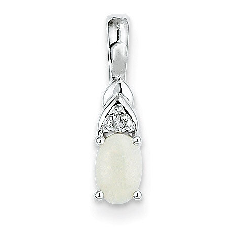 Opal Diamond Pendant 14k White Gold Genuine XBS257