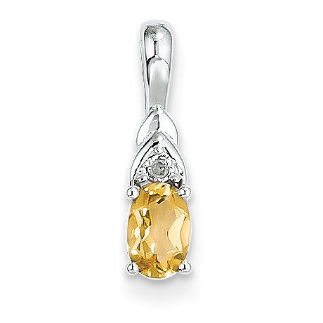 Citrine Diamond Pendant 14k White Gold Genuine XBS258