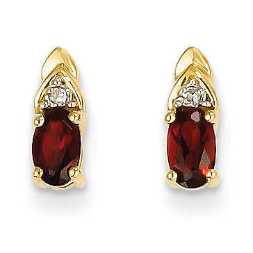 Diamond &amp; Garnet Earrings 14k Gold XBS262