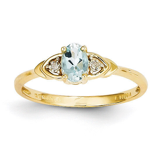 Diamond & Aquamarine Ring 14k Gold XBS266