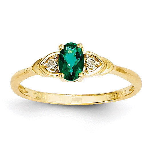 Diamond & Genuine Emerald Ring 14k Gold XBS268
