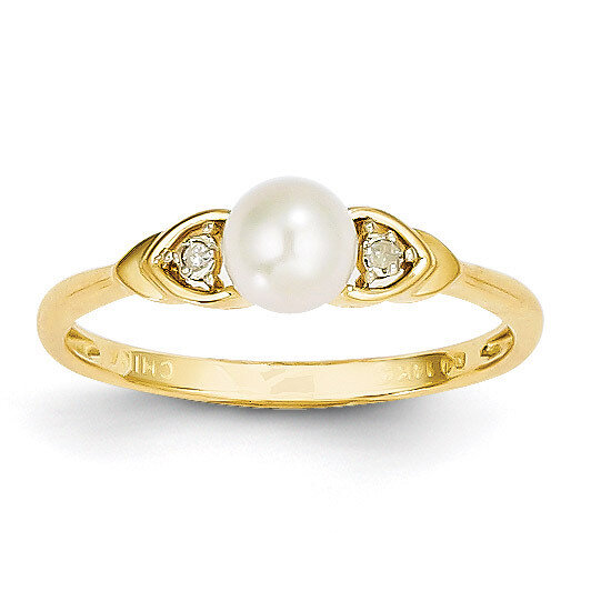 Diamond & Cultured Pearl Ring 14k Gold XBS269