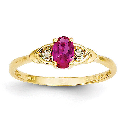 Diamond & Genuine Ruby Ring 14k Gold XBS270