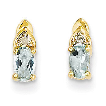 Diamond & Aquamarine Earrings 14k Gold XBS271