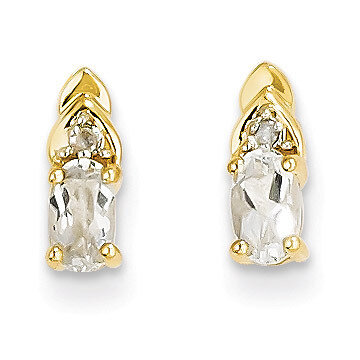 Diamond & White Topaz Earrings 14k Gold XBS272