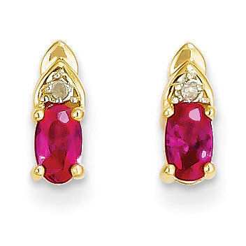 Diamond &amp; Genuine Ruby Earrings 14k Gold XBS275